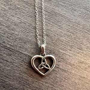 Solvar Silver Heart Trinity Heart Pendant Necklace